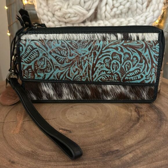 Myra Bag Kettle Hill Hand-Tooled Banded Wallet - Picture 1 of 6